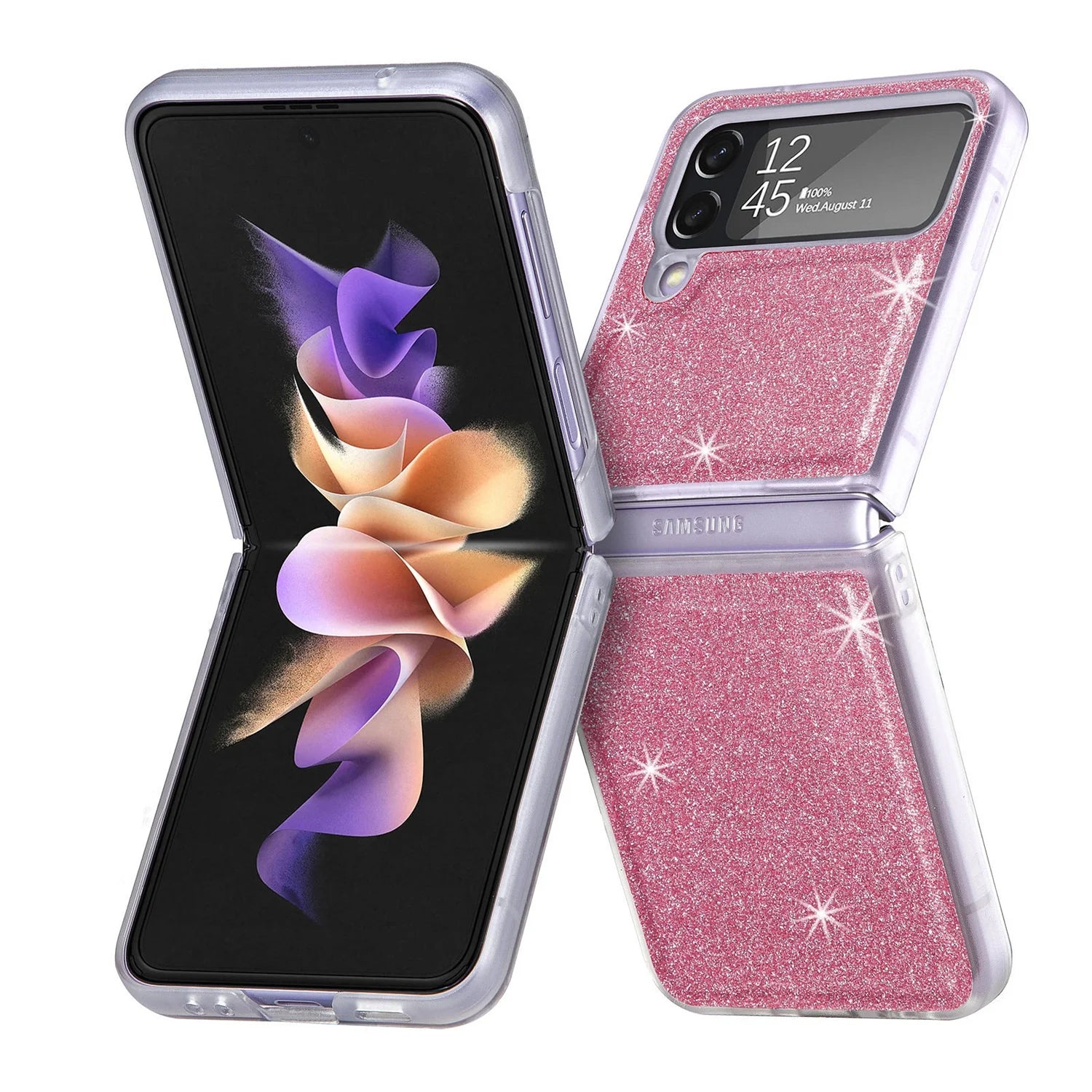 for Samsung Galaxy Z Flip 4 6.7" Glitter Folding Case, Flexible TPU Case with Wireless Charging Anti-Fingerprint Full Body Protective Case for Samsung Z Flip 4 Women Men, Gold