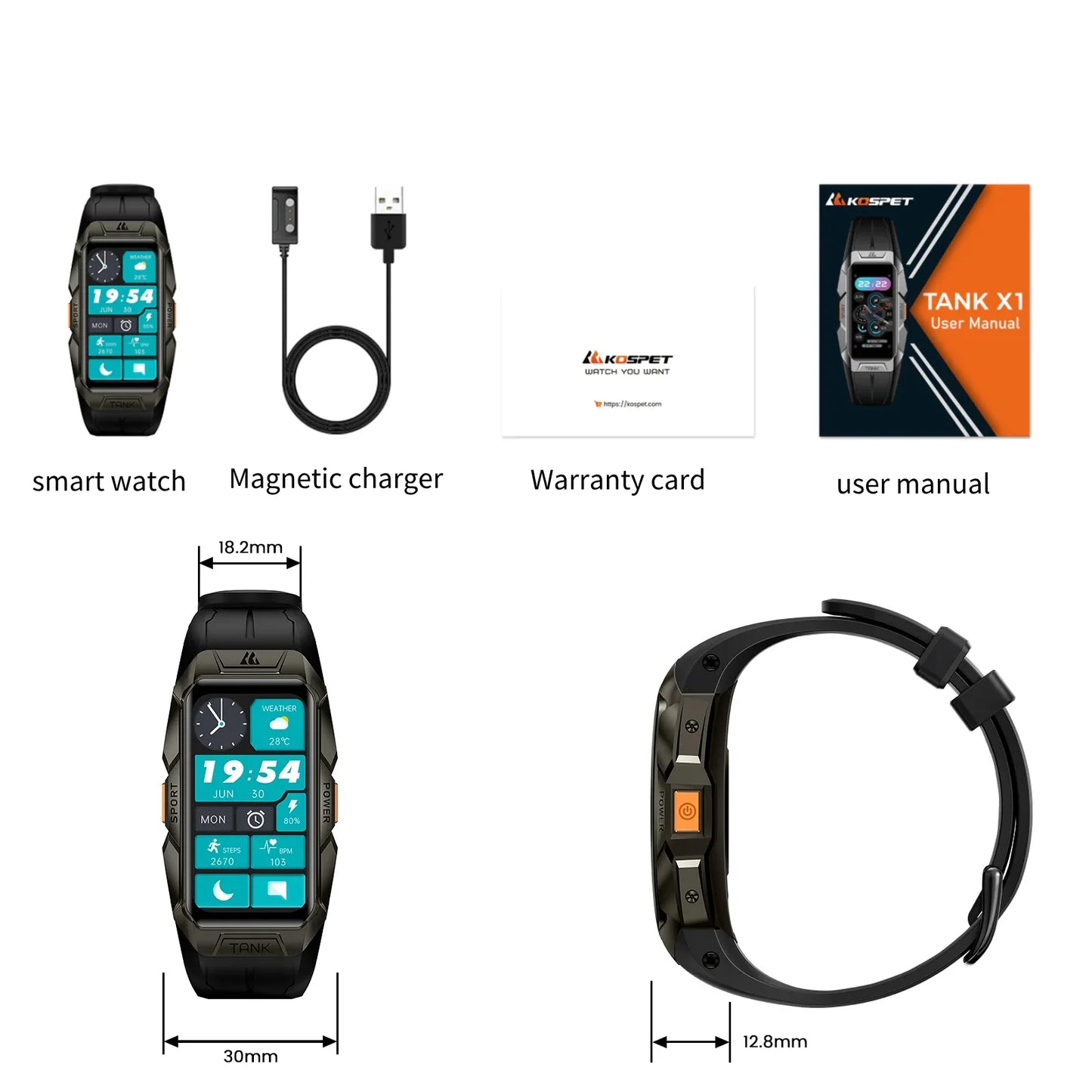 Tank X1 Smart Watch for Men-100M Waterproof, 1.47" HD Fitness Tracker for Android Iphone with Bluetooth(Answer/Make Call), 50 Days Extra-Long Battery, Black
