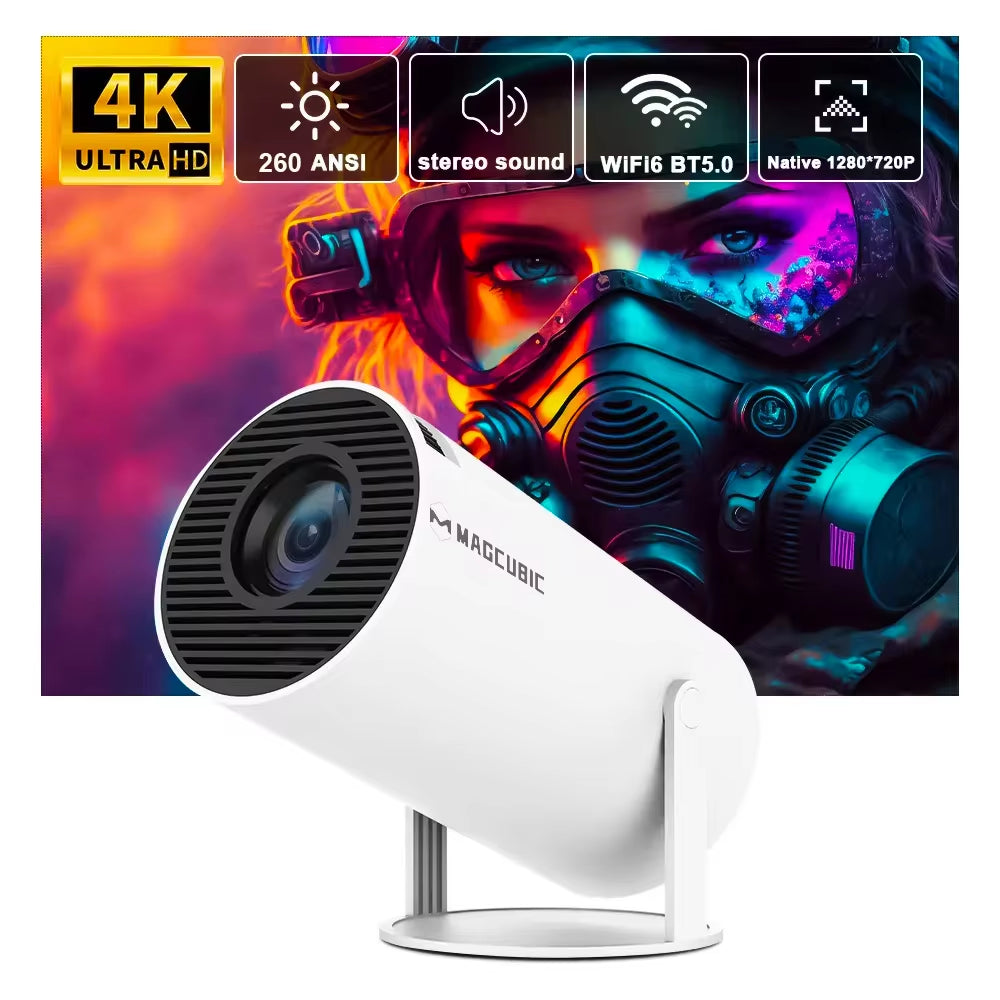 4K Wifi6 Projector Android 11 260 ANSI Dual WIFI Allwinner H713 BT5.0 1280*720P Home Cinema Outdoor Portable HY300 Pro