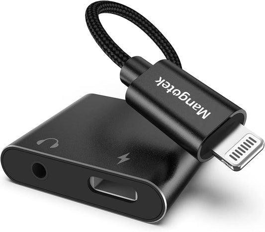 Headphone Adapter for Iphone, 2 in 1 Lightning to 3.5Mm Female Earphone Audio & Charge Dongle Cable Connector Iphone Headphone Adaptor Compatible with 2020 Iphone 12 Mini Pro Max 11 XR XS