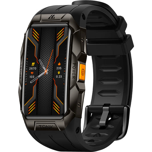 Tank X1 Smart Watch for Men-100M Waterproof, 1.47" HD Fitness Tracker for Android Iphone with Bluetooth(Answer/Make Call), 50 Days Extra-Long Battery, Black