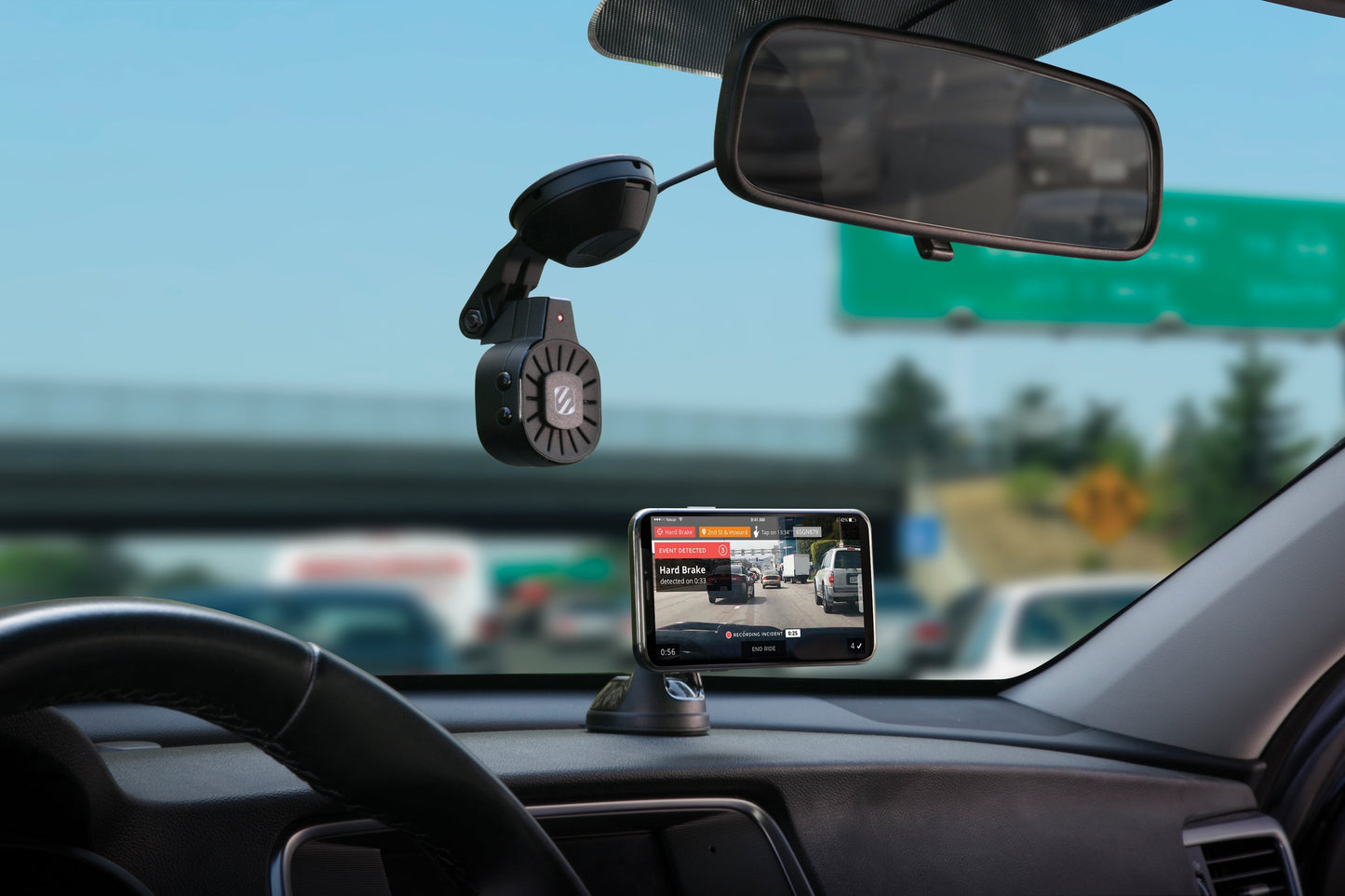 NEXC11032W-SP1 Full HD Smart Windshield Mount Car Dash Cam Powered by Nexar Black