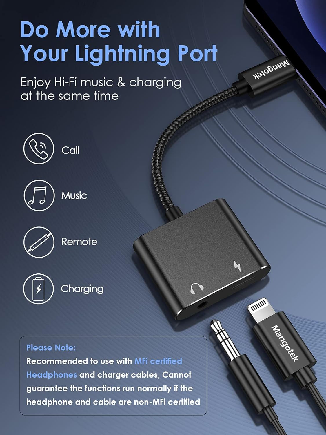 Headphone Adapter for Iphone, 2 in 1 Lightning to 3.5Mm Female Earphone Audio & Charge Dongle Cable Connector Iphone Headphone Adaptor Compatible with 2020 Iphone 12 Mini Pro Max 11 XR XS