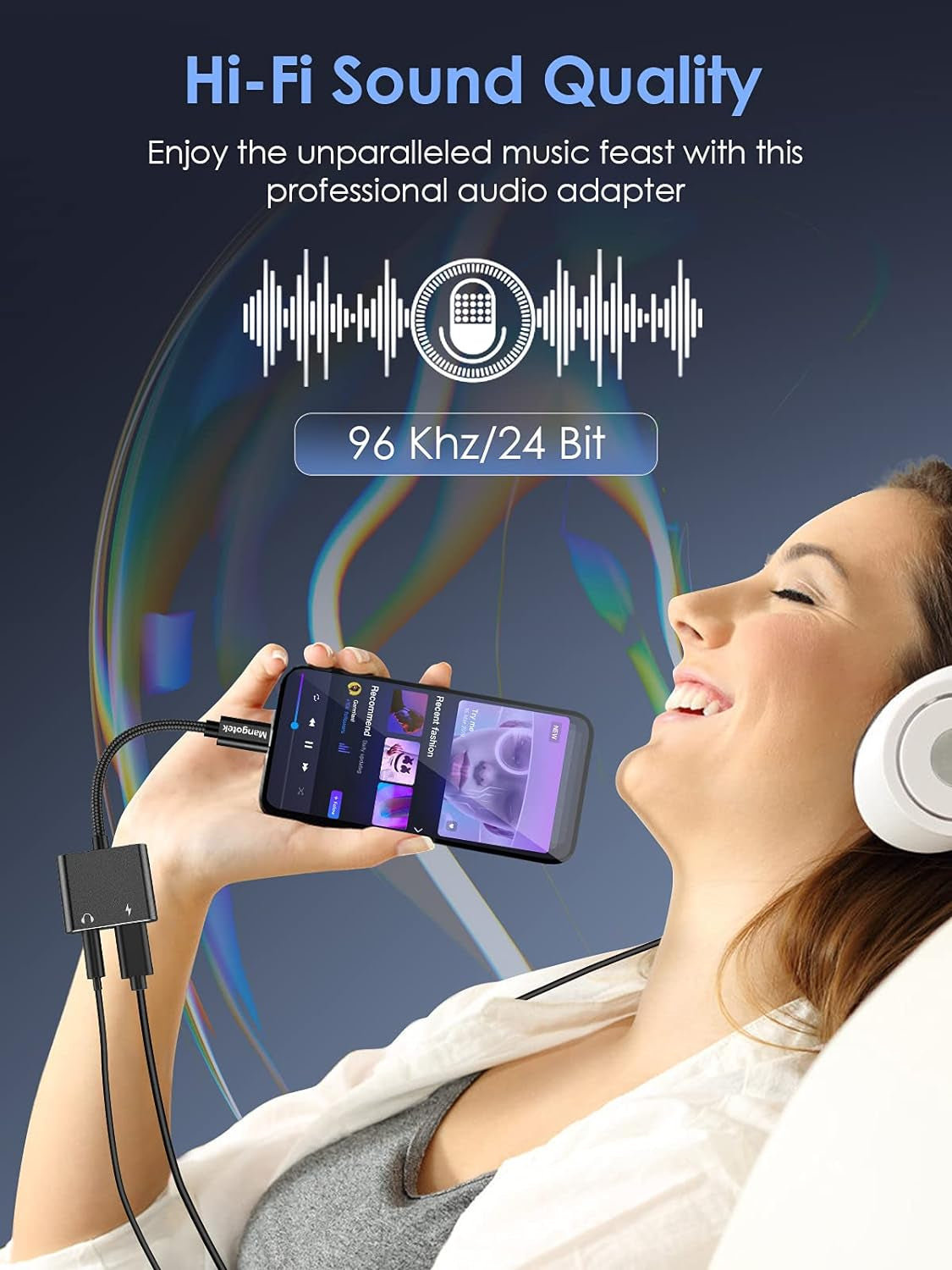Headphone Adapter for Iphone, 2 in 1 Lightning to 3.5Mm Female Earphone Audio & Charge Dongle Cable Connector Iphone Headphone Adaptor Compatible with 2020 Iphone 12 Mini Pro Max 11 XR XS