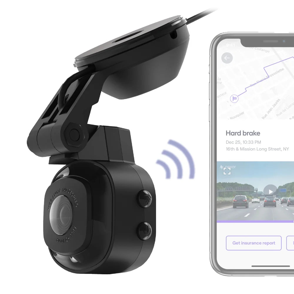NEXC11032W-SP1 Full HD Smart Windshield Mount Car Dash Cam Powered by Nexar Black