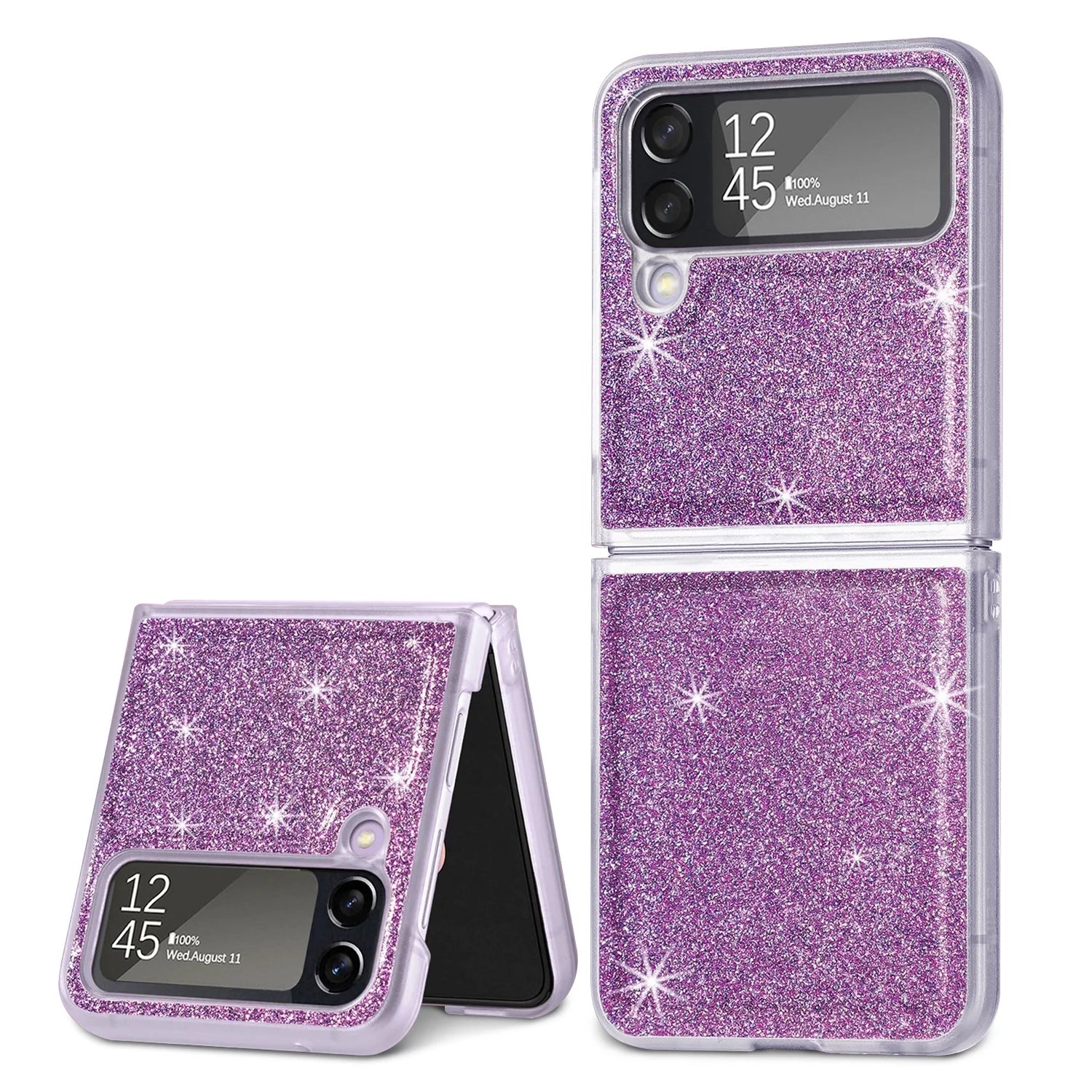 for Samsung Galaxy Z Flip 4 6.7" Glitter Folding Case, Flexible TPU Case with Wireless Charging Anti-Fingerprint Full Body Protective Case for Samsung Z Flip 4 Women Men, Purple